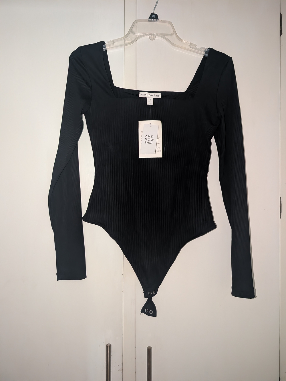 And Now This Black Long-Sleeve Square Neck Bodysuit